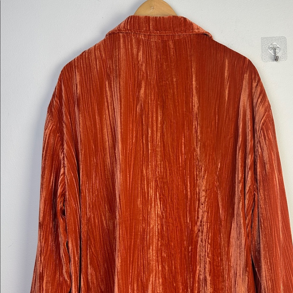 NWOT Free People Daria Crinkle Velvet Long Blazer XL Cinnamon Slouchy Oversized - Picture 11 of 16